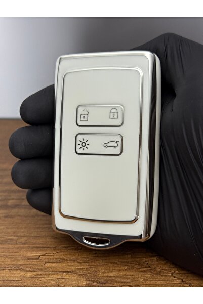 Mavi Keys Husă de protecție pentru chei din silicon cu 4 butoane compatibilă cu Renault Talisman Megane4 Dacia Duster Culoare alb argintiu