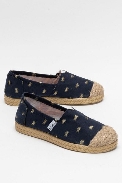 Liger Women's Linen Ballerina Shoes Dark Blue - Gold