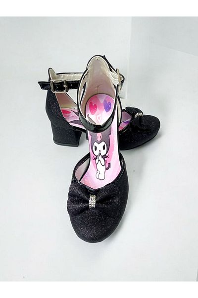PATİK BEBE Girl's Black Kuromi Mini Heeled Evening Shoes