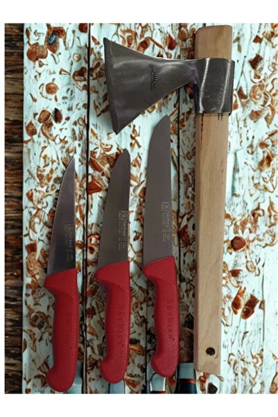 Sürbisa Handmade Sürmene Sürbisa Paltalı Kasap Kurban Et Doğrama Seti 4 lü + Masat