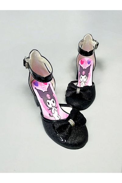 PATİK BEBE Girl's Black Kuromi Mini Heeled Evening Shoes