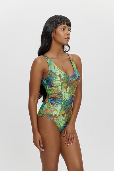 Louren M12017 Biyel Detailled Cubed Toparseyer Swimsuit