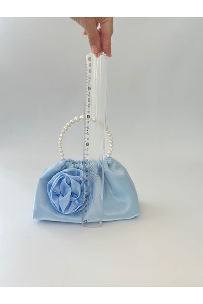 posst bag Shiny Satin Rose Pearl Portfolio Evening Dress Handbag