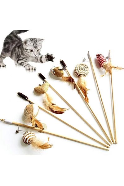 TaoTaoPets 7 Pcs Interactive Cat Feather Wand Toy Set, Activity Cat Nip Toys Feather Toys Collection Gift Box