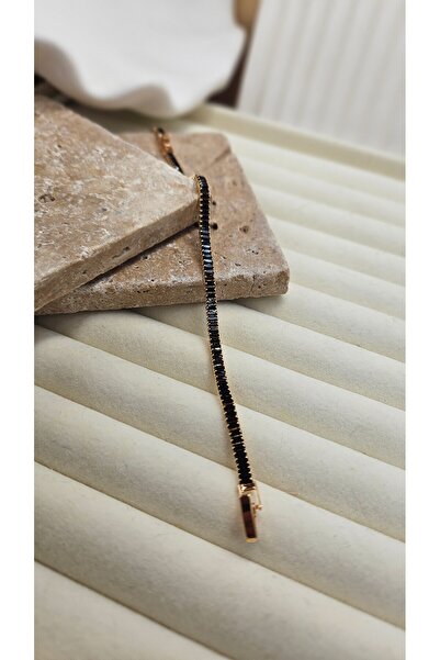 AURA Baget Taşlı Su Yolu Bileklik Gold/siyah