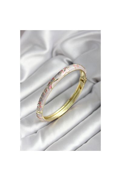 Findit Mineli Brass Pink Flower Patterned Gold Color Women's Handcuffs