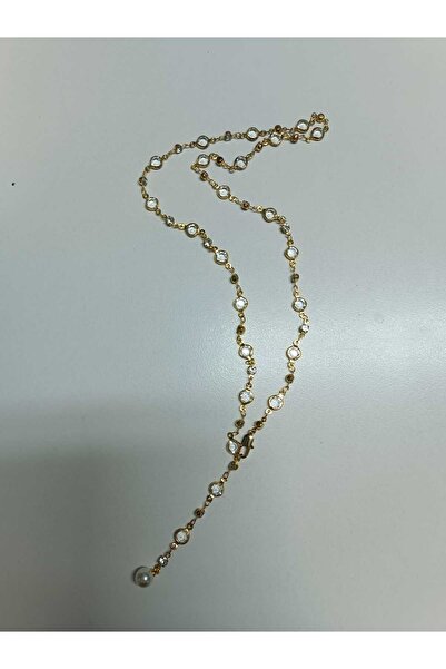 SEİL TAKI AKSESUAR Pirinç Üzeri Altın Kaplama Taşlı ve İncili Y Kolye