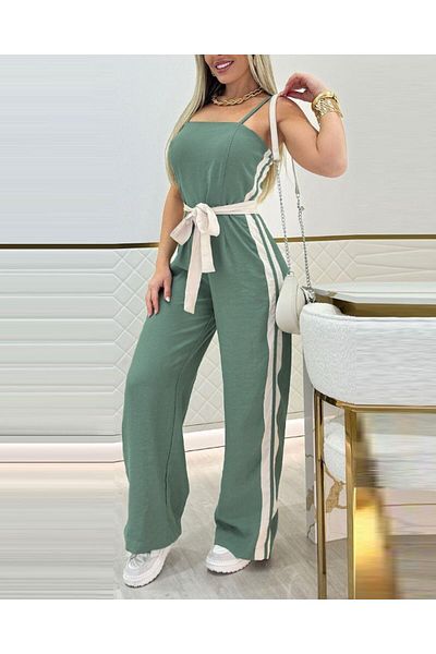 Simala Women's Rope Strap Strapless Waist Belted Viscose Two Thread Jumpsuit