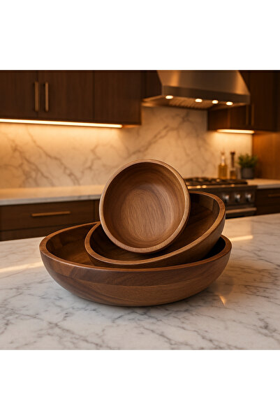 Veliday Akasya 3 Lü Oval Kase Seti- Akasya Sunum Tabağı