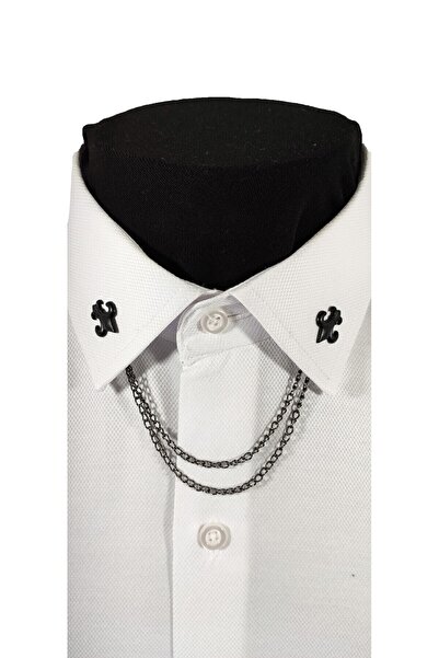 BLC Basic Line Co. Black Noir Siyah Metal Gömlek Yaka İğnesi ve Zincir Seti