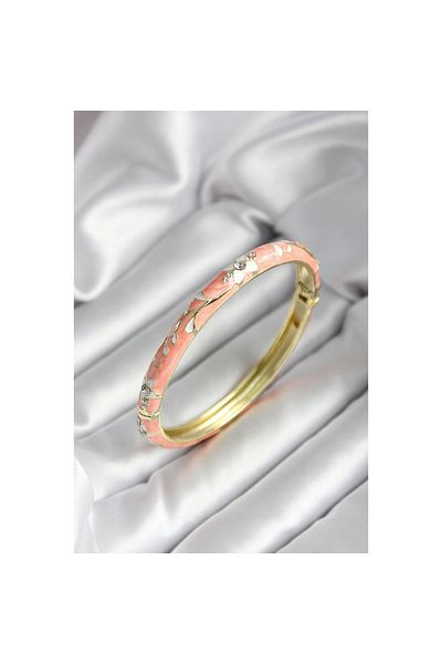 Findit Mineli Brass Puppy Mouth Flower Patterned Zircon Stone Gold Color Women's Handcuffs