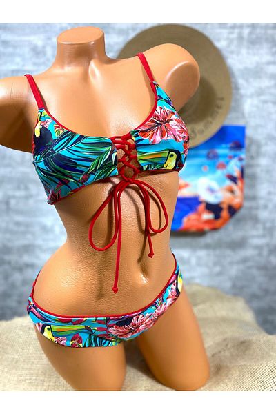Intisimo Swimsuit, Two Pieces, Exotic Pattern, Red/multicolor - 40