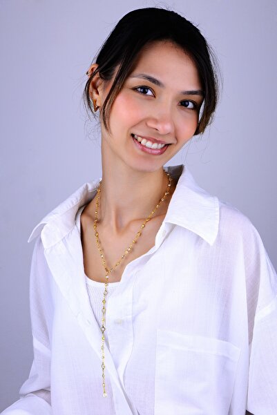 SEİL TAKI AKSESUAR Pirinç Üzeri Altın Kaplama Taşlı ve İncili Y Kolye