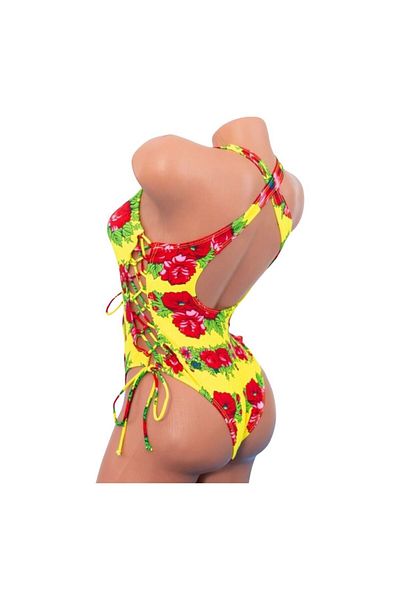 Intisimo Swimsuit, One-piece, Traditional Patterns, Yellow/red - 38