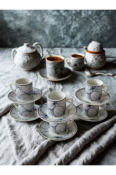 Paçi 6 Pieces Coffee Cup with Paci Frella Motif