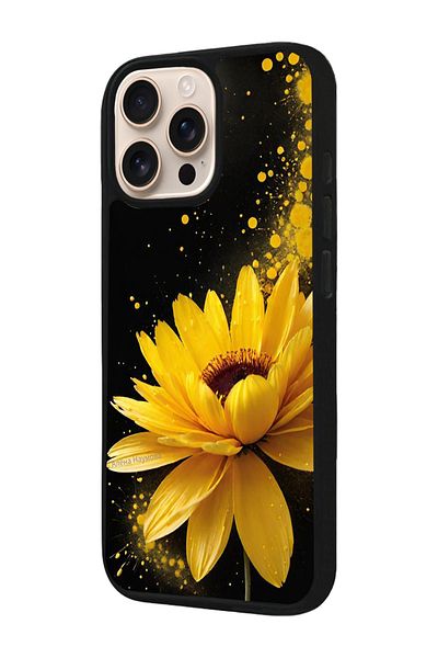 Aksel Kılıf Apple iPhone 16 Pro Compatible Printed, Matte Black, Soft Silicone, Protective, Shock Absorbing Cover, Case