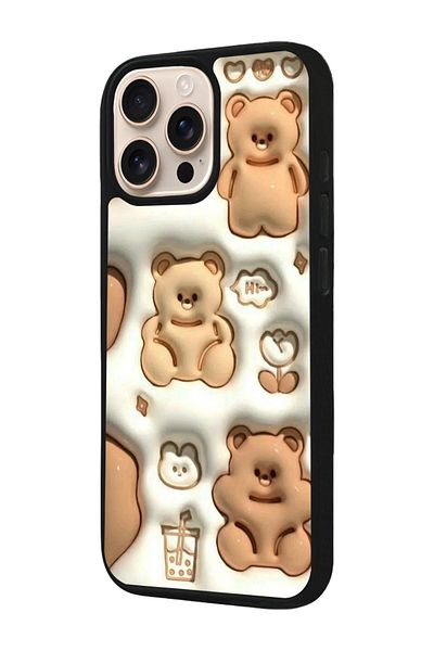Aksel Kılıf Apple iPhone 16 Pro Compatible Printed, Matte Black, Soft Silicone, Protective, Shock Absorbing Cover, Case