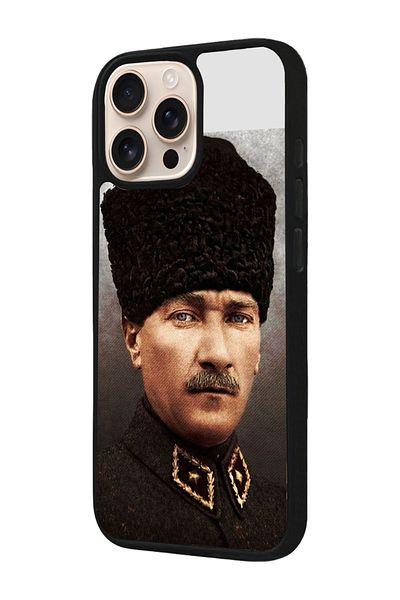 Aksel Kılıf Apple iPhone 16 Pro Compatible Printed, Matte Black, Soft Silicone, Protective, Shock Absorbing Cover, Case