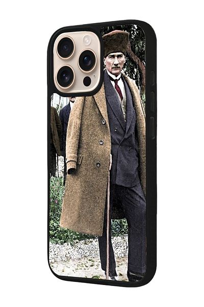 Aksel Kılıf Apple iPhone 16 Pro Compatible Printed, Matte Black, Soft Silicone, Protective, Shock Absorbing Cover, Case