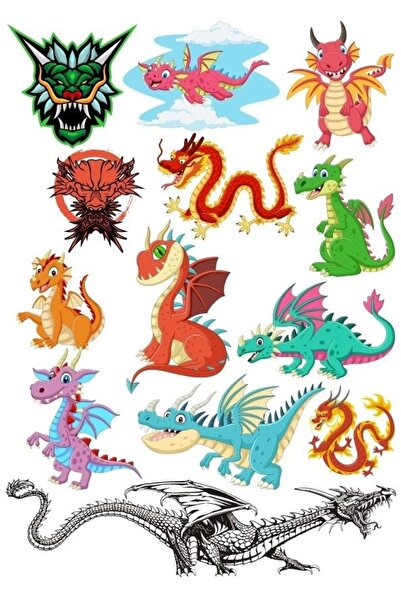 Reysa Tasarım مجموعة ملصقات Dragon Dragons مكونة من 13 قطعة للهاتف والكمبيوتر...