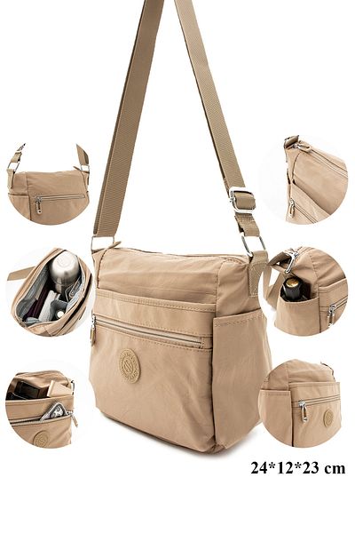 OLDSO Sanmorris Women's Multi-Eye Water Resistant Crinkle Fabric Adjustable Cross Strap Shoulder Bag 4006