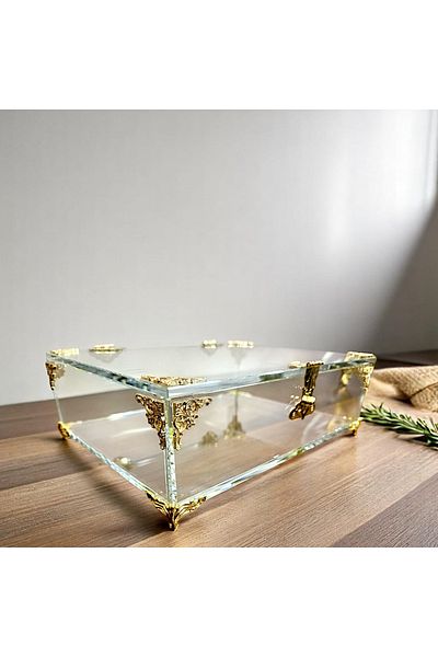 Akden Kristal Quartz Glass Crystal Handcrafted Decorative Box