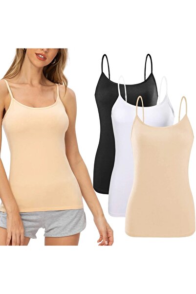 Özten Assortment Pack of 3 Lycra Women's Strap Tank Top 3Ozt500