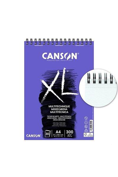 Canson دفتر ملاحظات حلزوني متعدد التقنيات من إكس إل ميكس ميديا 300 غرام. A3 30 صفحة