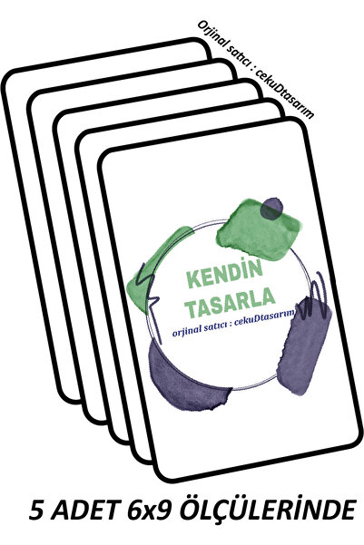 cekud tasarım baskı 5 Adet Şık Tasarımlı Fotoğraf Magneti Seti - 6x9 cm - Dek...