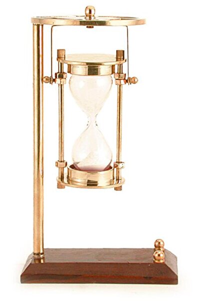 Pirinç DENİZCİLİK GRUBU-Marine Pirinç Aksesuar-STANDLI KUM SAATİ-13*8*21 CM-J...