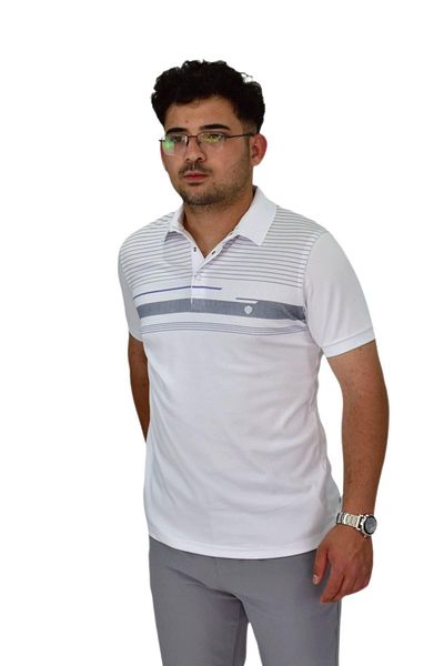 DYNAMO Men's Polo Neck Panel Striped T-Shirt T273 Bgl-St04592