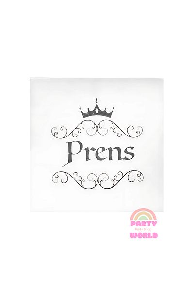 party world 👑   Prince Gilded Napkin White – 16 Pieces 👑