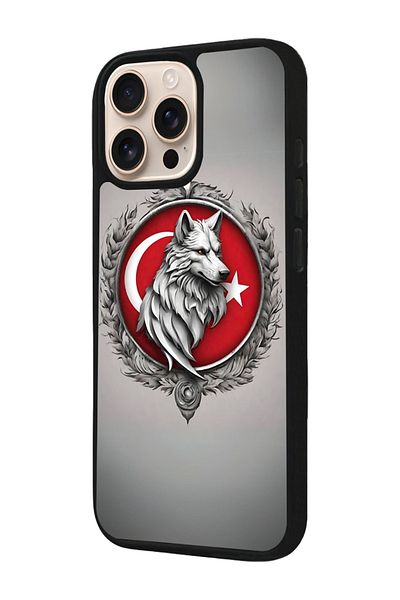 Aksel Kılıf Apple iPhone 16 Pro Compatible Printed, Matte Black, Soft Silicone, Protective, Shock Absorbing Cover, Case