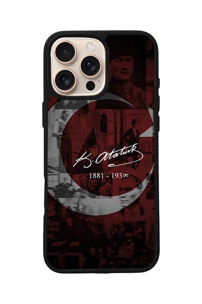Aksel Kılıf Apple iPhone 16 Pro Compatible Printed, Matte Black, Soft Silicone, Protective, Shock Absorbing Cover, Case