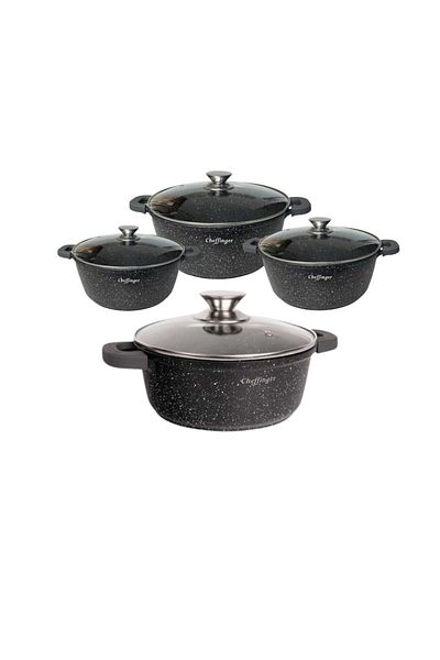 cheffinger Set of 4 Non-Stick Marble Coating Saucepans with Lids