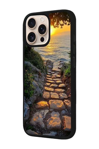 Aksel Kılıf Apple iPhone 16 Pro Compatible Printed, Matte Black, Soft Silicone, Protective, Shock Absorbing Cover, Case