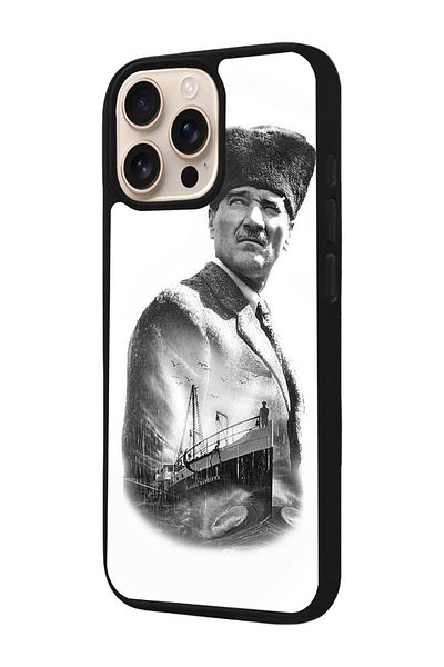 Aksel Kılıf Apple iPhone 16 Pro Compatible Printed, Matte Black, Soft Silicone, Protective, Shock Absorbing Cover, Case