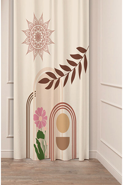 GREENDECOR Μινιμαλιστική Κουρτίνα Μπεζ Κρεμ Φόντο Ψηφιακή με τύπωμα (Μονόφυλλ...