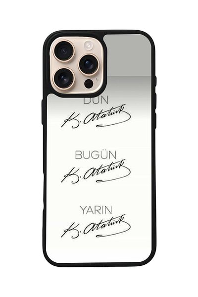 Aksel Kılıf Apple iPhone 16 Pro Compatible Printed, Matte Black, Soft Silicone, Protective, Shock Absorbing Cover, Case