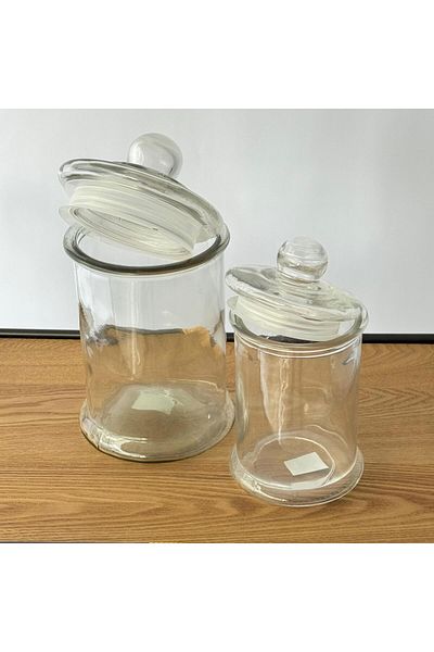 Living Glass storage jar set, airtight with a glass lid, 2 pieces
