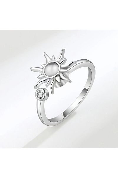 MITH SB TAKI Stainless Steel Adjustable 360˚ Rotating (Anti-Stress) Sun Ring-Silver