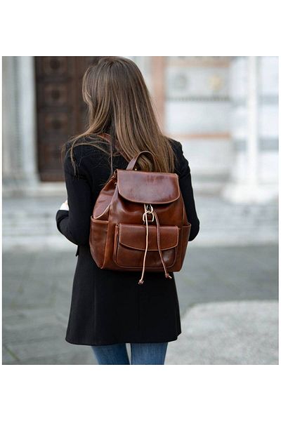 UTIL LAND FASHION Women's backpack made of natural vachetta leather, R123