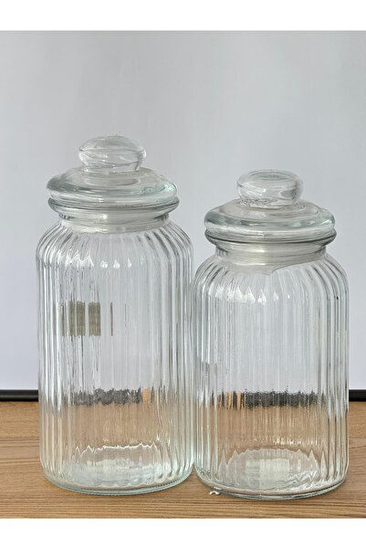 Living Vintage design glass jar set with airtight lid, 2 pieces