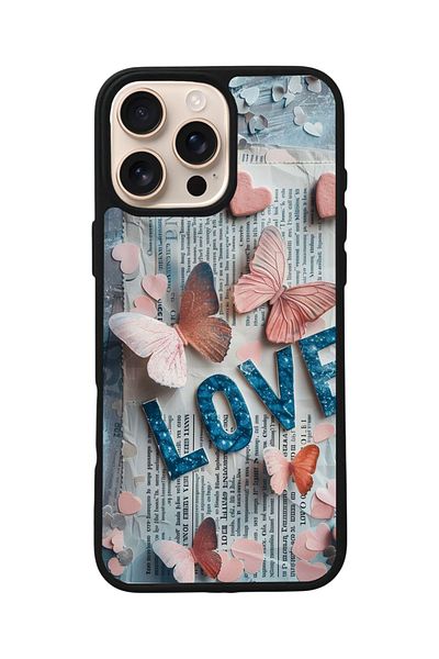 Aksel Kılıf Apple iPhone 16 Pro Compatible Printed, Matte Black, Soft Silicone, Protective, Shock Absorbing Cover, Case