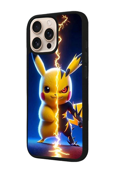 Aksel Kılıf Apple iPhone 16 Pro Compatible Printed, Matte Black, Soft Silicone, Protective, Shock Absorbing Cover, Case