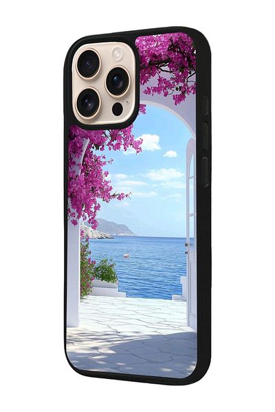 Aksel Kılıf Apple iPhone 16 Pro Compatible Printed, Matte Black, Soft Silicone, Protective, Shock Absorbing Cover, Case