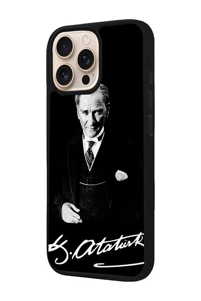 Aksel Kılıf Apple iPhone 16 Pro Compatible Printed, Matte Black, Soft Silicone, Protective, Shock Absorbing Cover, Case