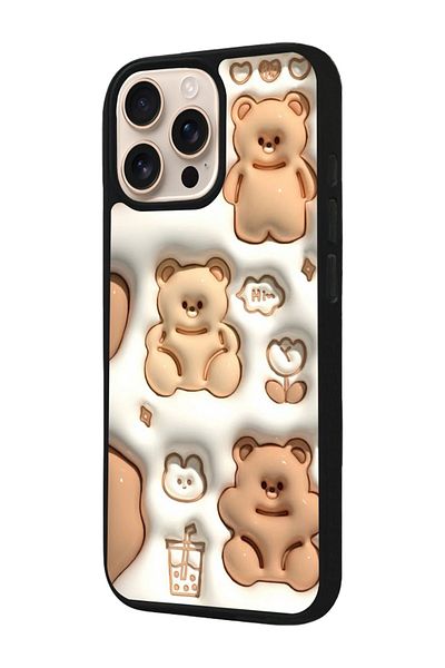 Aksel Kılıf Apple iPhone 16 Pro Compatible Printed, Matte Black, Soft Silicone, Protective, Shock Absorbing Cover, Case