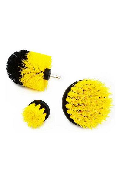 Generic 3-Piece Kitchen Floor Tile Cleaning Scrubber Attachment Drill Brush Set Multicolour
