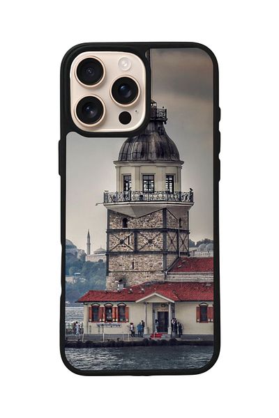 Aksel Kılıf Apple iPhone 16 Pro Compatible Printed, Matte Black, Soft Silicone, Protective, Shock Absorbing Cover, Case